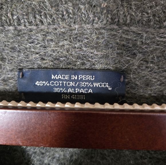 Vintage Polo Ralph Lauren Alpaca Blend Gray V-Neck Sweater Suede Elbow Patches - Picture 2 of 6